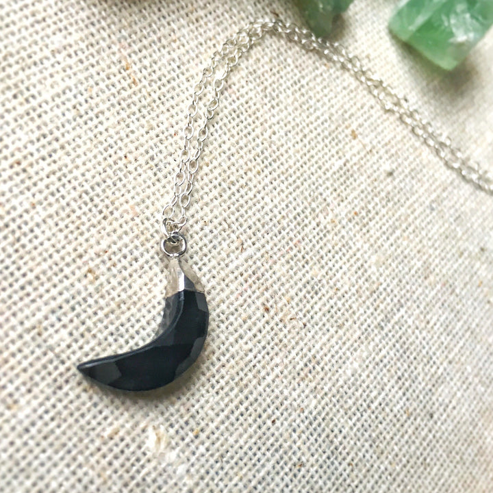Onyx Crystal Moon Charm Necklace Designs by Nature Gems