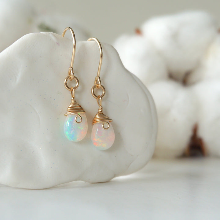 Opal Drop Earrings - 14K Gold Filled Designs by Nature Gems