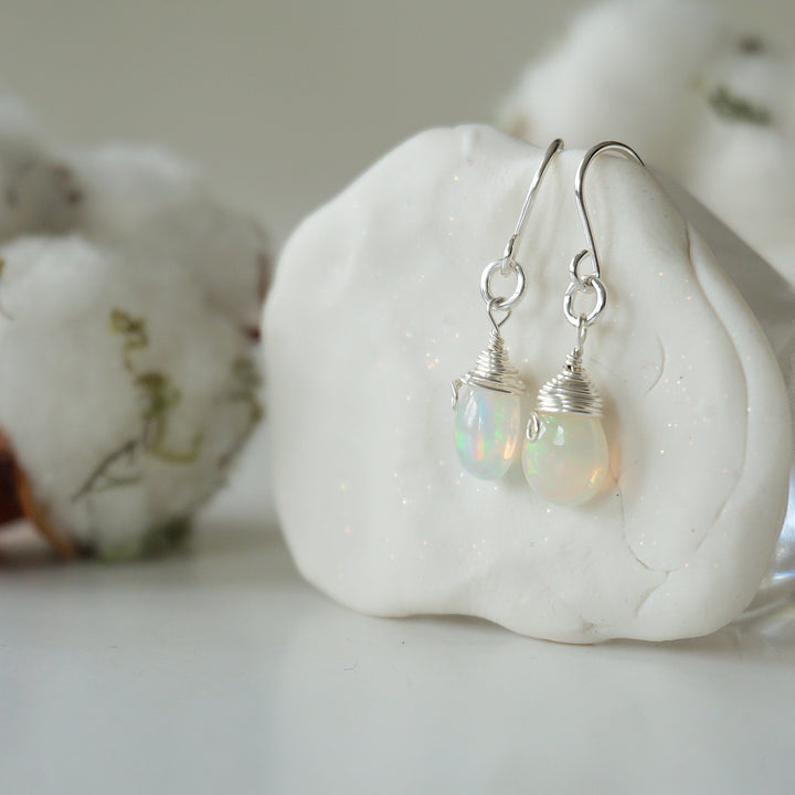 Opal Drop Earrings - Sterling Silver Designs by Nature Gems