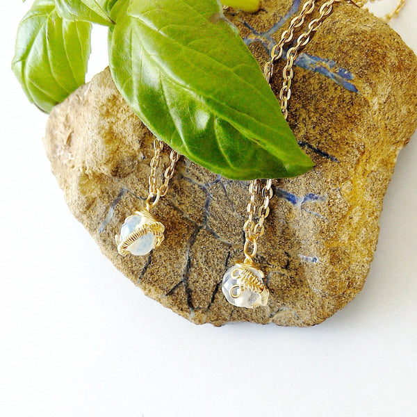 Opalite Crystal Gold Charm Necklace DesignsbyNatureGems