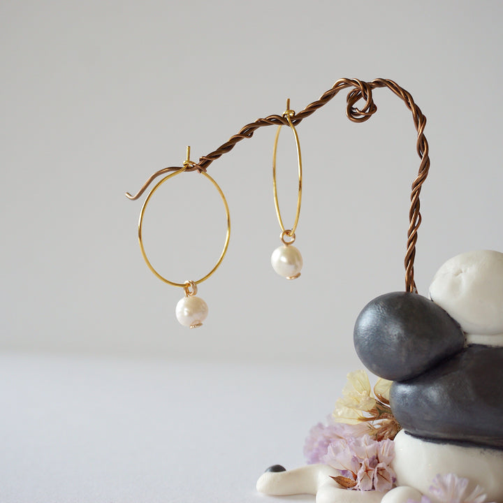Pearl Gold Plated Hoop Earring Designs by Nature Gems