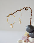 Pearl Gold Plated Hoop Earring Designs by Nature Gems