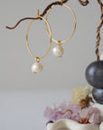 Pearl Gold Plated Hoop Earring Designs by Nature Gems