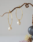 Pearl Gold Plated Hoop Earring Designs by Nature Gems