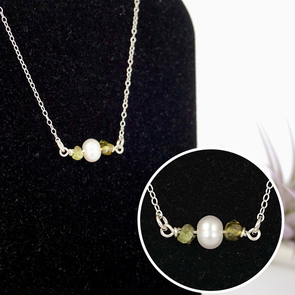 Peridot & Pearl - Charm Necklace Designs by Nature Gems