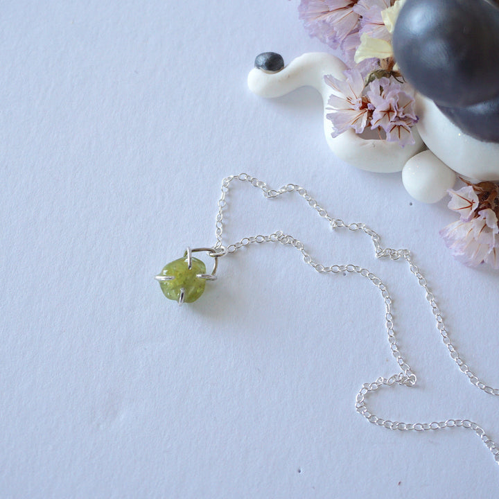 Peridot Sterling Silver Huggie Charm Necklace Designs by Nature Gems