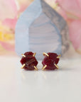 Pink Ruby Earrings - 14k Gold Stud Earrings Designs by Nature Gems