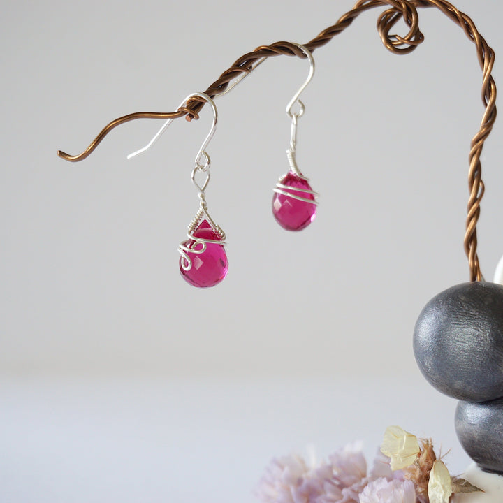 Pink Tourmaline Sterling Silver Drop Earring Designs by Nature Gems