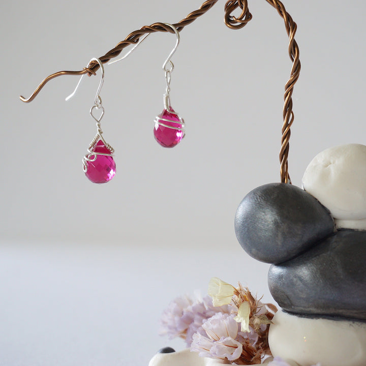 Pink Tourmaline Sterling Silver Drop Earring Designs by Nature Gems
