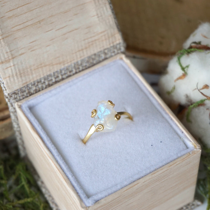 Rainbow Moonstone - Adjustable Ring 14k Gold Designs by Nature Gems