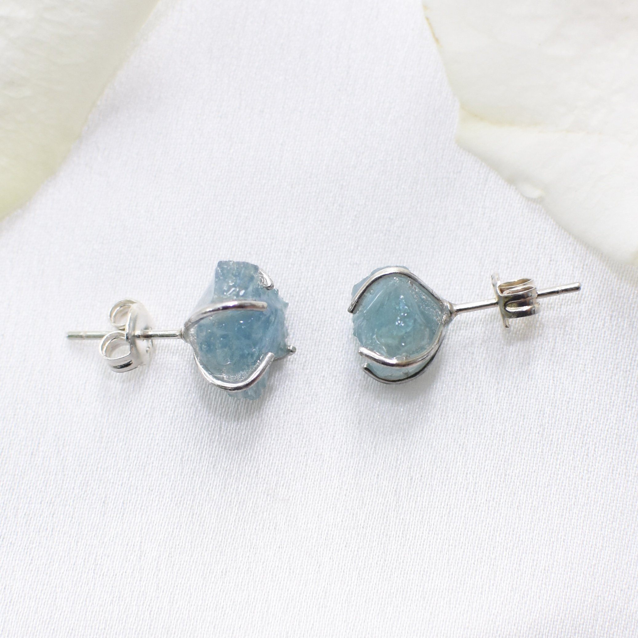 Raw Aquamarine Earrings, Gemstone Earrings, Sterling Silver Earrings,  Aquamarine, Blue Earrings, Crystal Earring, Healing Earrings - Etsy