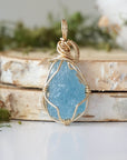 Raw Aquamarine Necklace - 14k Gold Filled Designs by Nature Gems