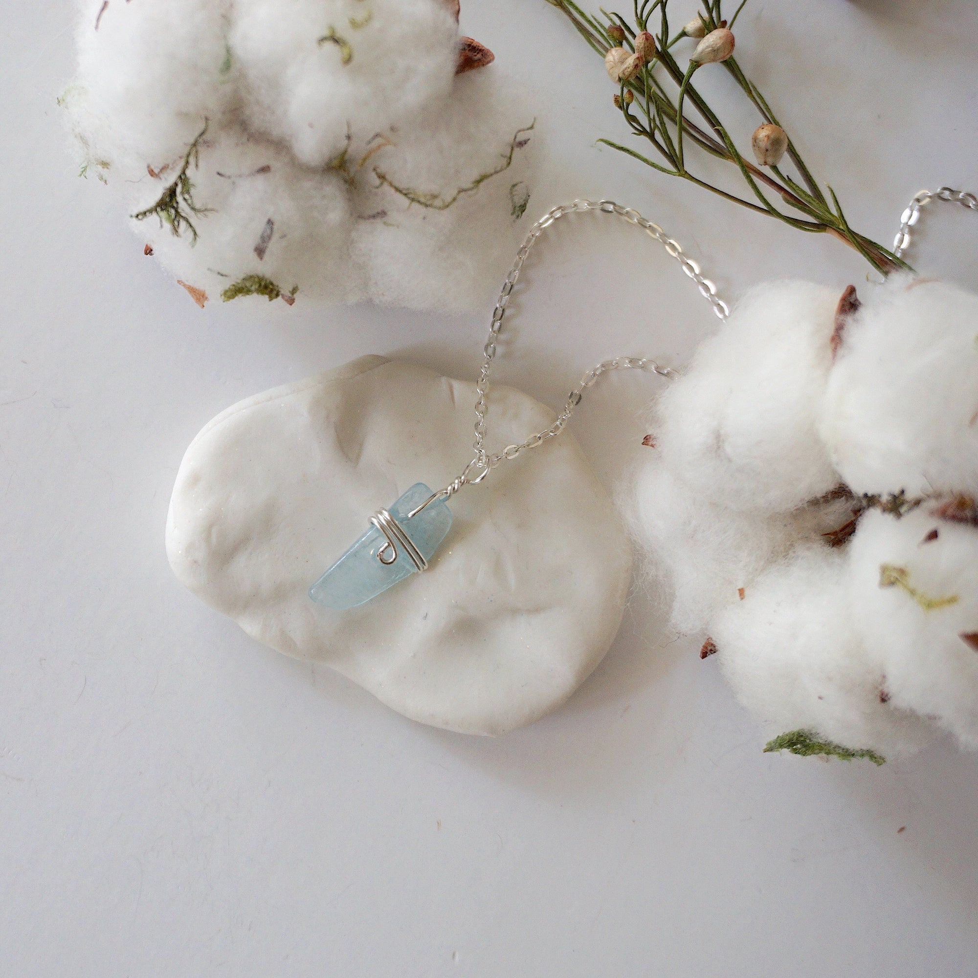 Raw Aquamarine Silver Charm Necklace DesignsbyNatureGems