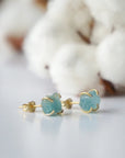 Raw Aquamarine Stud Earrings - 14k Gold Filled Designs by Nature Gems