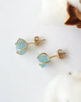 Raw Aquamarine Stud Earrings - 14k Gold Filled Designs by Nature Gems