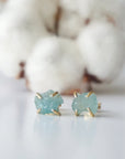 Raw Aquamarine Stud Earrings - 14k Gold Filled Designs by Nature Gems