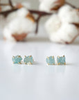 Raw Aquamarine Stud Earrings - 14k Gold Filled Designs by Nature Gems