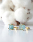 Raw Aquamarine Stud Earrings - 14k Gold Filled Designs by Nature Gems