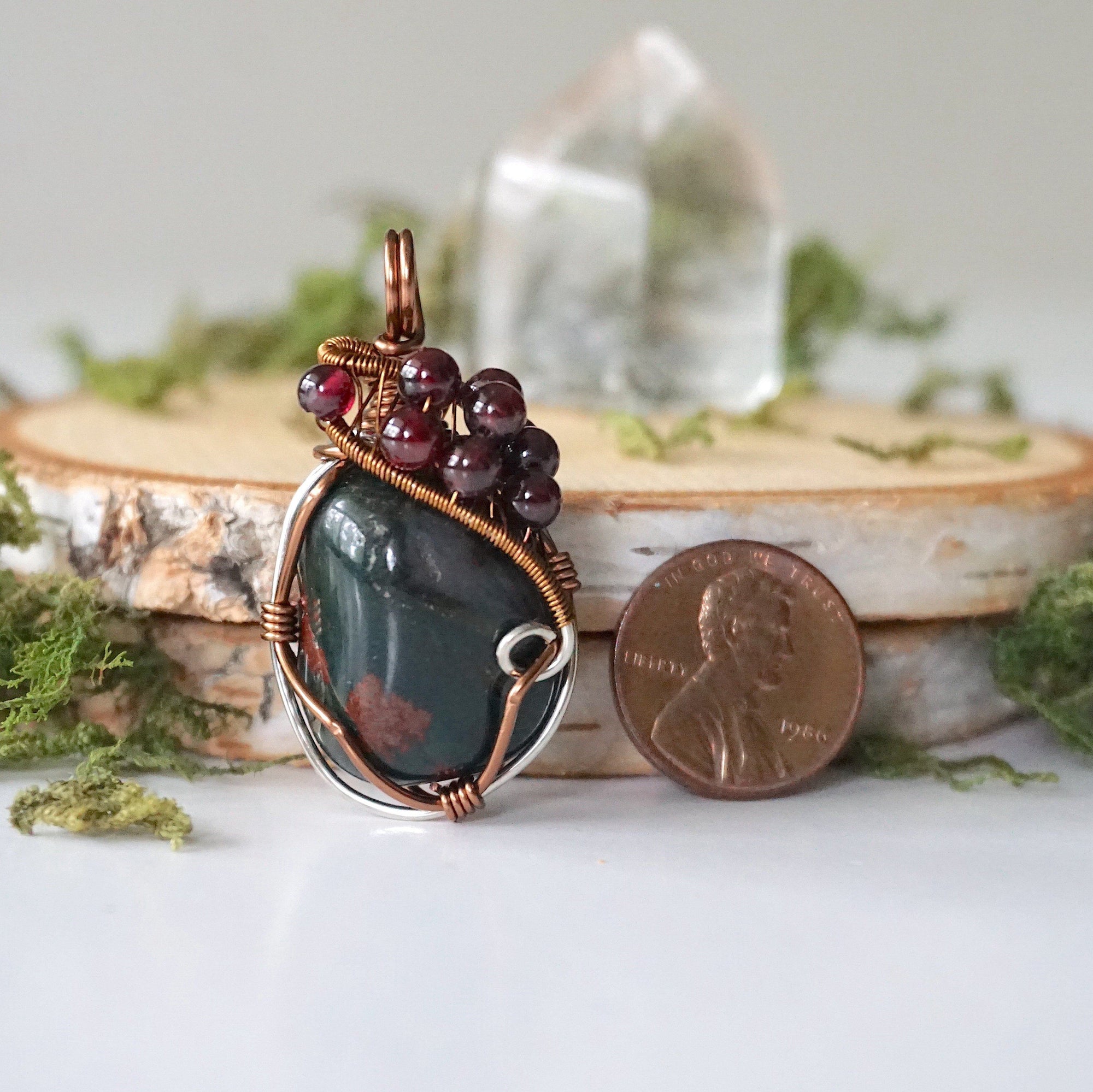 Raw Bloodstone and Garnet Necklace DesignsbyNatureGems