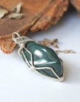 Raw Bloodstone Necklace - March Birthstone Pendant - White Gold Plated Brass DesignsbyNatureGems