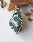 Raw Bloodstone Necklace - March Birthstone Pendant - White Gold Plated Brass DesignsbyNatureGems