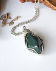 Raw Bloodstone Necklace - March Birthstone Pendant - White Gold Plated Brass DesignsbyNatureGems