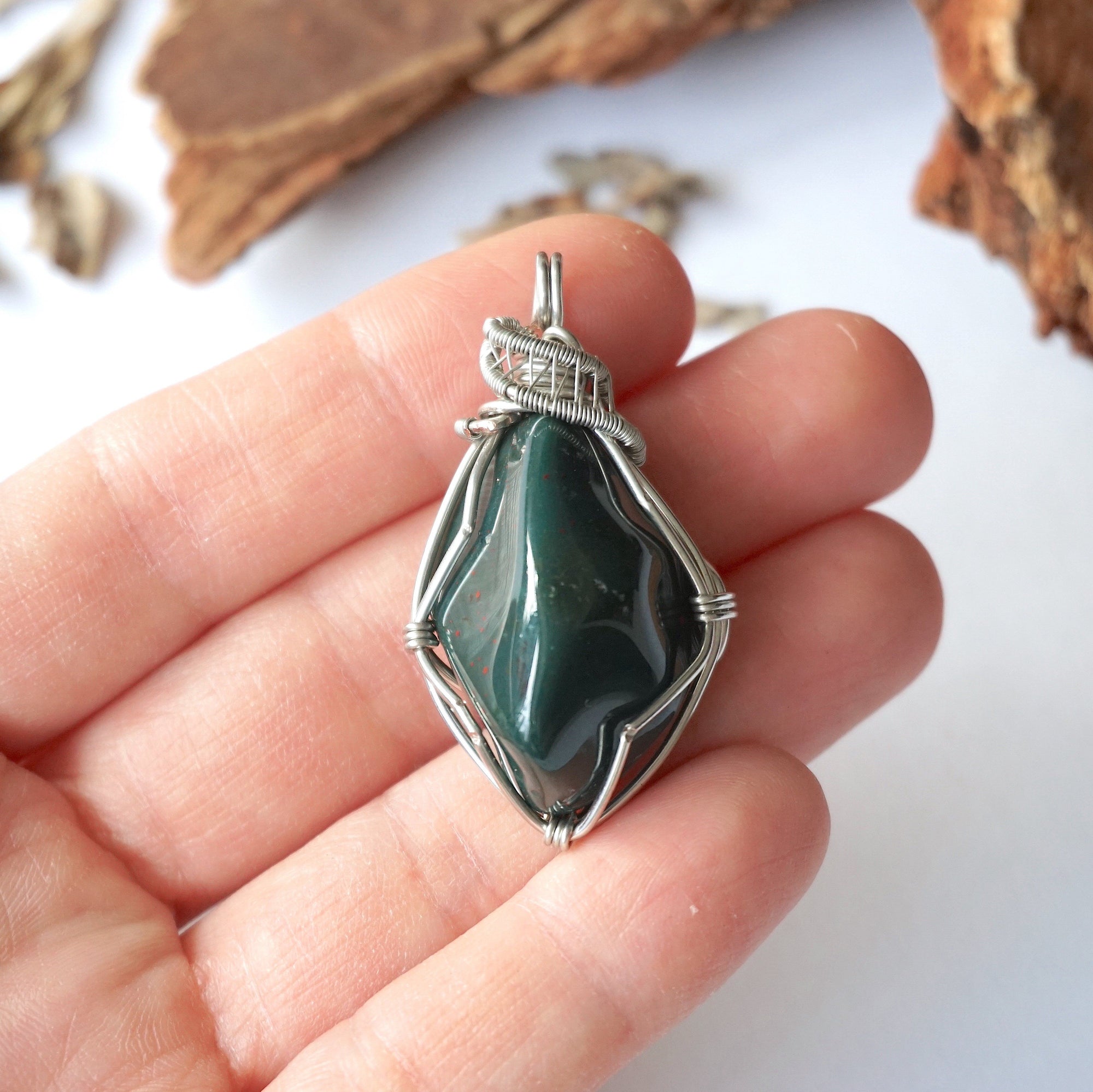 Stones Necklace Birthstone Pendants Raw Bloodstone Necklace