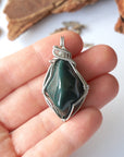 Raw Bloodstone Necklace - March Birthstone Pendant - White Gold Plated Brass DesignsbyNatureGems