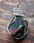 Raw Bloodstone Necklace - Wire Wrapped March Birthstone Pendant DesignsbyNatureGems