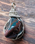 Raw Bloodstone Necklace - Wire Wrapped March Birthstone Pendant DesignsbyNatureGems