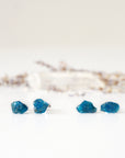 Raw Blue Apatite Stud Earrings Designs by Nature Gems