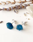 Raw Blue Apatite Stud Earrings Designs by Nature Gems