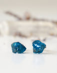 Raw Blue Apatite Stud Earrings Designs by Nature Gems