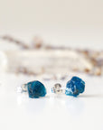 Raw Blue Apatite Stud Earrings Designs by Nature Gems