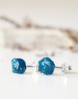 Raw Blue Apatite Stud Earrings Designs by Nature Gems