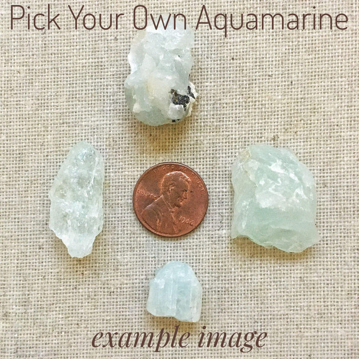 Raw Blue Aquamarine Crystal Necklace - March Birthstone Pendant DesignsbyNatureGems