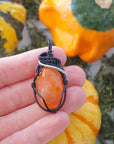 Raw Carnelian Necklace - Mixed Wire Pendant Designs by Nature Gems