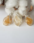 Raw Citrine Necklace -Sterling Silver Wire Wrapped November Birthstone DesignsbyNatureGems