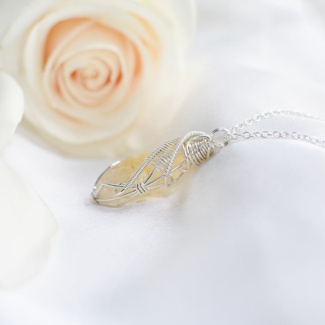 Raw Citrine Necklace -Sterling Silver Wire Wrapped DesignsbyNatureGems