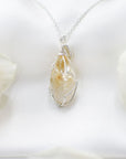 Raw Citrine Necklace -Sterling Silver Wire Wrapped DesignsbyNatureGems