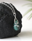 Raw Emerald Charm Necklace - 925 Sterling Silver May Birthstone Jewelry DesignsbyNatureGems