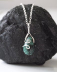 Raw Emerald Charm Necklace - 925 Sterling Silver May Birthstone Jewelry DesignsbyNatureGems