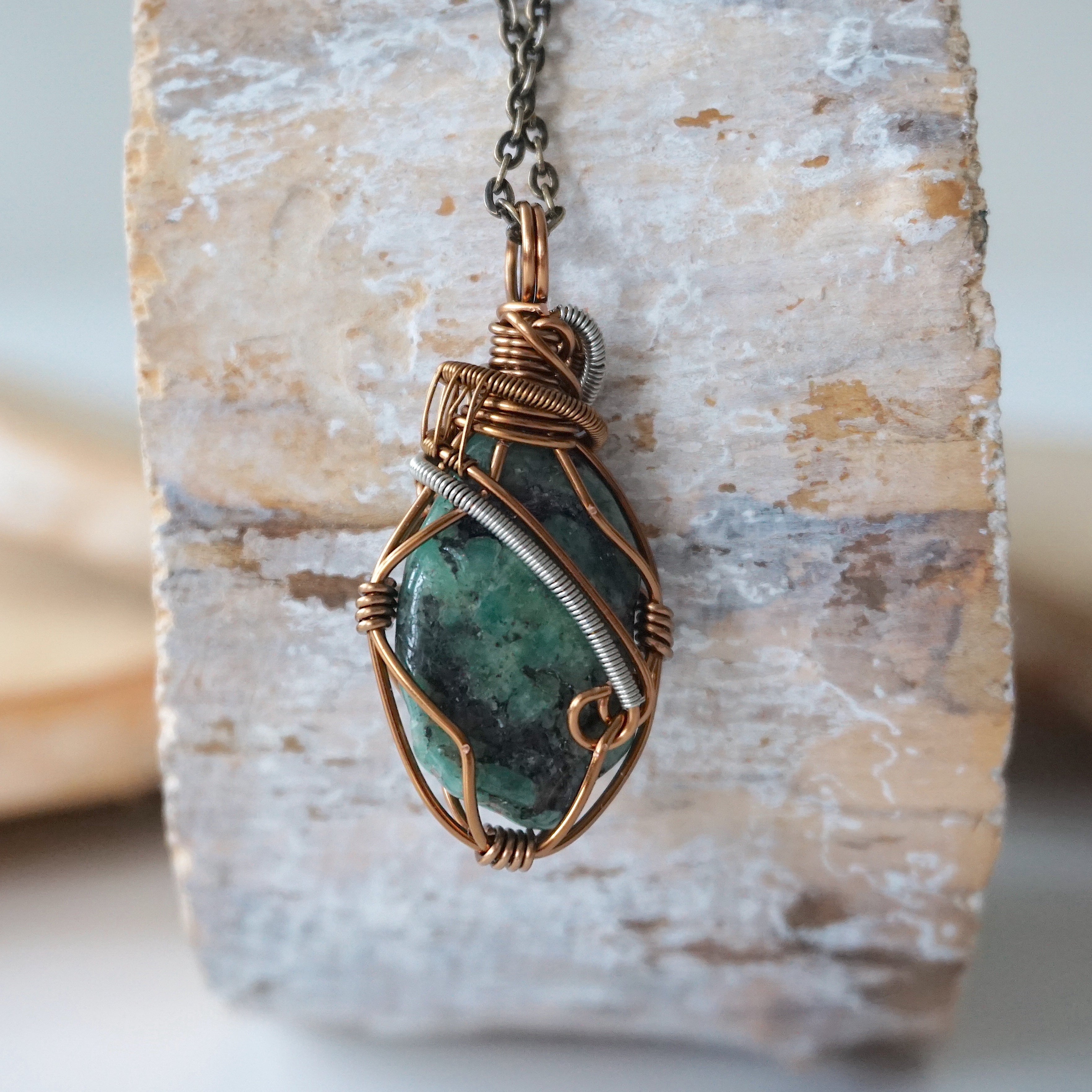 Raw Emerald Necklace, May Birthstone Necklace, Natural Stone Emerald J –  Susabella