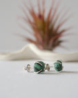 Raw Emerald Huggie Earrings - Sterling Silver Designs by Nature Gems