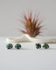 Raw Emerald Huggie Earrings - Sterling Silver Designs by Nature Gems