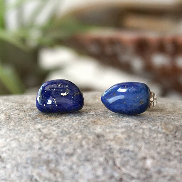 Raw Lapis Lazuli Crystal Earrings DesignsbyNatureGems