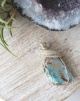 Raw Larimar Crystal Pendant - in Sterling Silver DesignsbyNatureGems