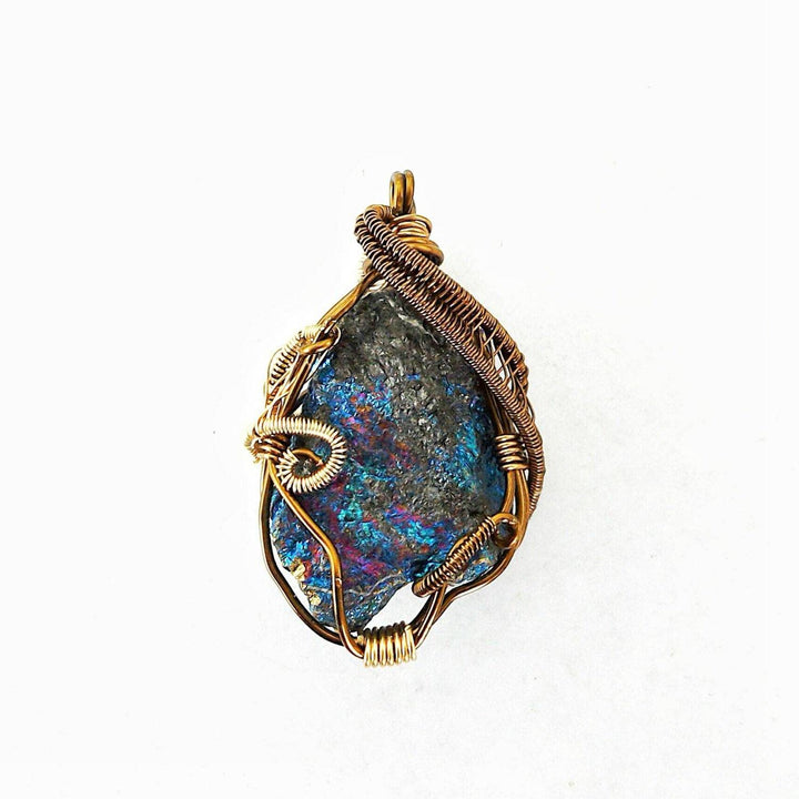 Raw Peacock Ore Crystal Pendant - Bornite Necklace DesignsbyNatureGems