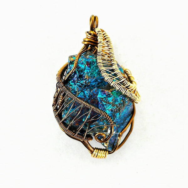 Raw Peacock Ore Crystal Pendant - Bornite Necklace DesignsbyNatureGems