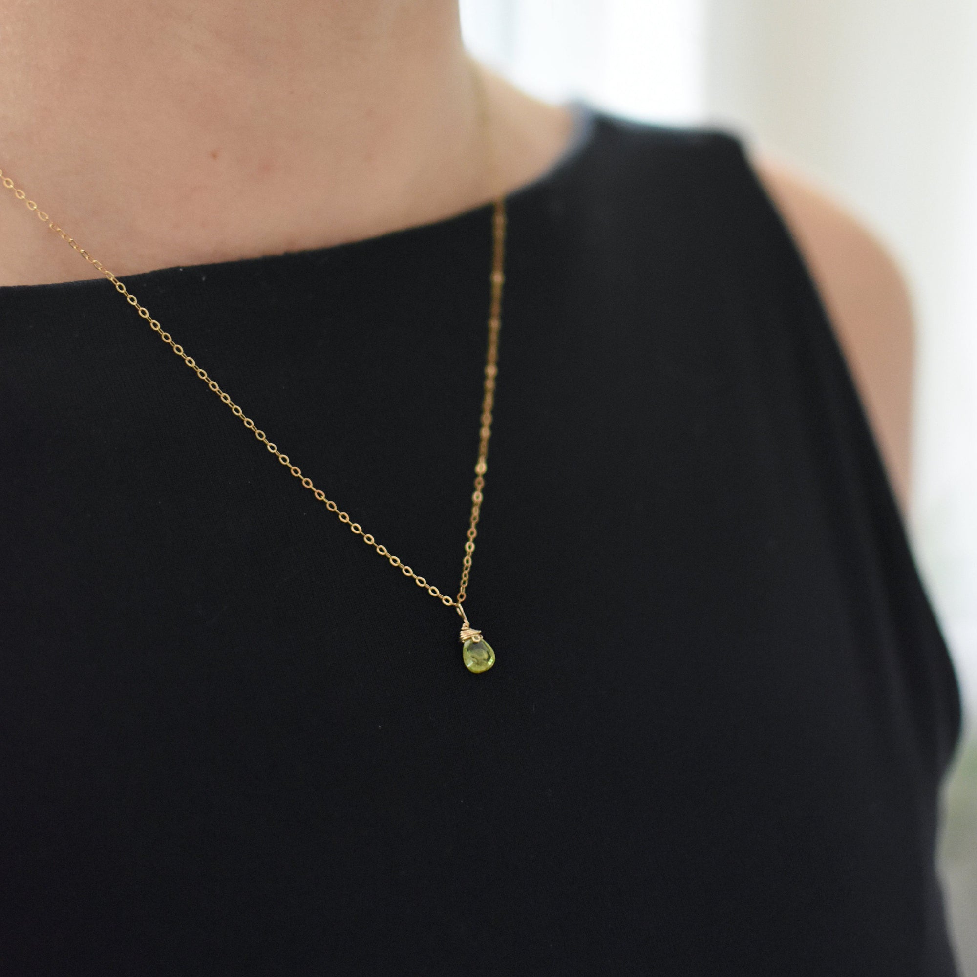 Raw Peridot Charm Necklace - 14K Gold-Filled DesignsbyNatureGems